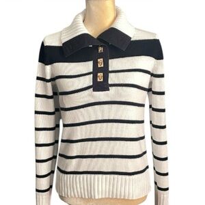 Lauren Ralph Lauren Nautical Sweater White/ Blue stripes Sz S
